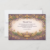 Regal Crown Fleur-de-Lis Mardi Gras Dankeskarte (Vorderseite)