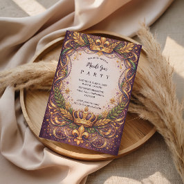 Regal Crown Fleur-de-Lis Mardi Gras Einladung