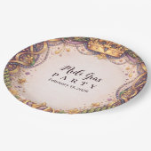 Regal Crown Fleur-de-Lis Mardi Gras Pappteller (Schrägansicht)