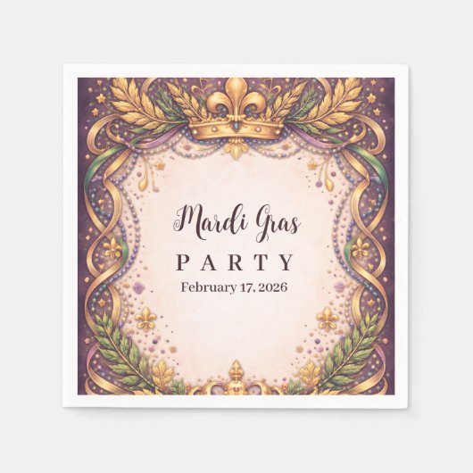 Regal Crown Fleur-de-Lis Mardi Gras Serviette (Vorderseite)