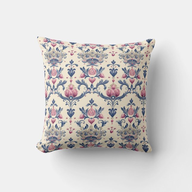Regal Crown & Floral Kissen (Vorderseite)