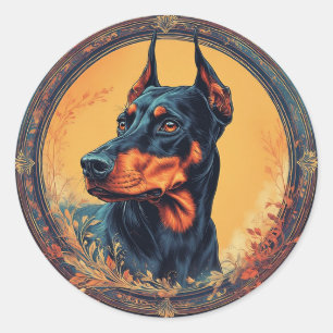 Regal Doberman Portrait Runder Aufkleber