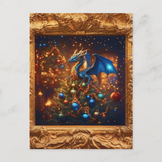 Regal Dragon Christmas Feiertagspostkarte (Vorderseite)