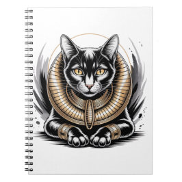 Regal Egyptian Black Cat Art Notizblock