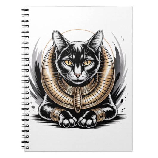 Regal Egyptian Black Cat Art Notizblock (Vorderseite)