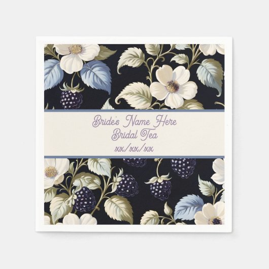 Regal Elegance BlackBerry & Blooms Serviette (Vorderseite)