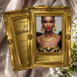 Regal Elegantes Foto Geburtstagsparty Gold Frame Einladung