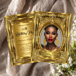 Regal Elegantes Foto Geburtstagsparty Gold Gems Einladung
