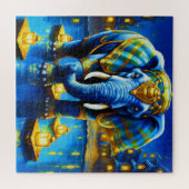 Regal Elephant in Blau Puzzle (Horizontal)