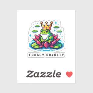 Regal Froggy - Pixel Frog mit Krone Aufkleber