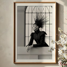 Regal Gaze: Monochrome Mode in Avantgarde Poster