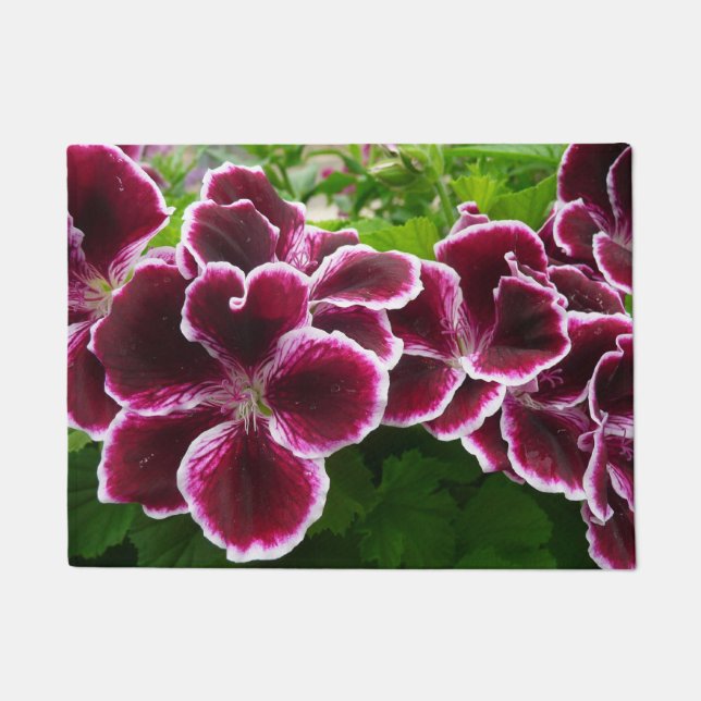 Regal Geranium Flowers Elegant Maroon Floral Lugga Fußmatte (Vorderseite)