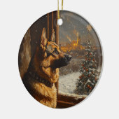 Regal German Shepherd Weihnachtsbaum Ölgemälde Keramik Ornament (Links)