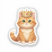 Regal Glitter Crown Cat Golden New Year Sparkle Aufkleber (Vorderseite)