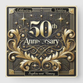 Regal Gold: 50 Jahre Meilenstein Quadratische Wanduhr (Vorderseite)