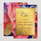 *Regal Gold Abstrakt Art Wedding Flat Save The Date (Vorne/Hinten)