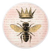 Regal Gold Crown Queen Bee Pink French Handwriting Keramikknauf (Vorderseite)