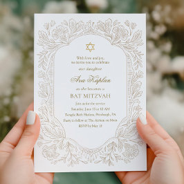 Regal Gold Floral Bat Mitzvah Einladung