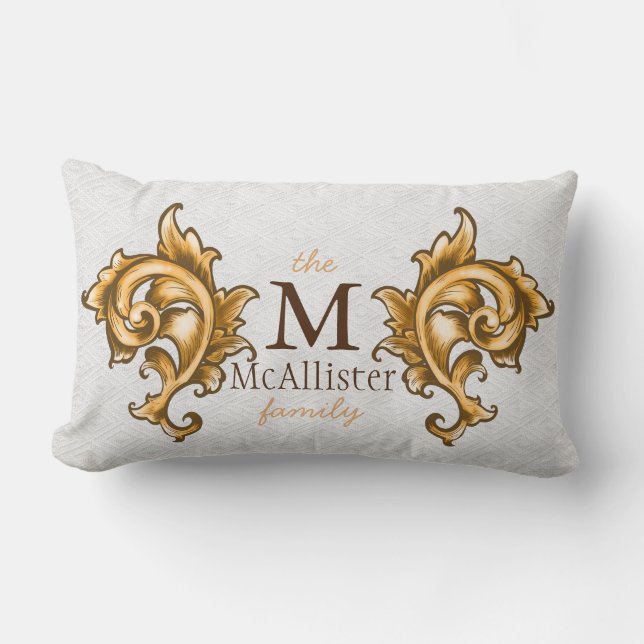 Regal Gold Leaf Laurels Familienname Lendenkissen (Vorderseite)