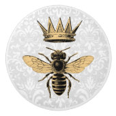 Regal Gold Queen Bee & Light Blue Filigree Keramikknauf (Vorderseite)