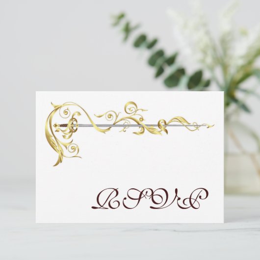 Regal Gold Scroll Ribbon Schwert UAWG Einladung (Stehend Vorderseite)
