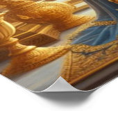 Regal Gold Verziert Krishna Dwarkkleesh Throne Art Poster (Ecke)