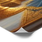 Regal Gold Verziert Krishna Dwarkkleesh Throne Art Poster (Ecke)