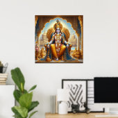 Regal Gold Verziert Krishna Dwarkkleesh Throne Art Poster (Heimbüro)