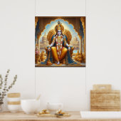 Regal Gold Verziert Krishna Dwarkkleesh Throne Art Poster (Küche)