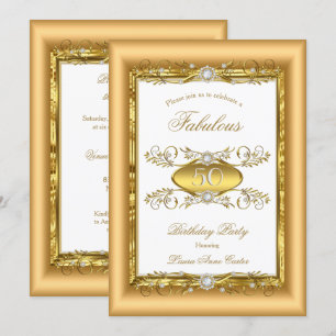 Regal Gold Weiße Diamant Geburtstagsfeier Einladung