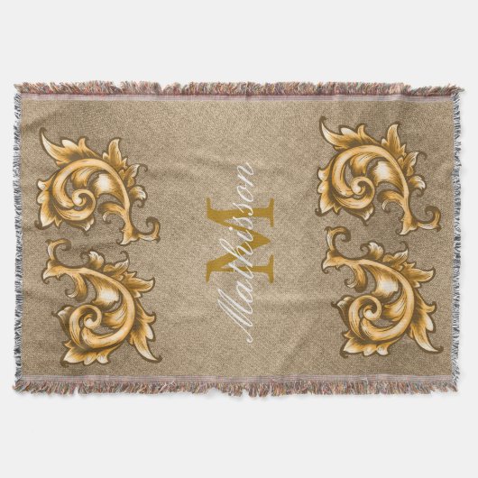 Regal Golden Scrolled Laurels - Familienname Decke (Vorderseite)