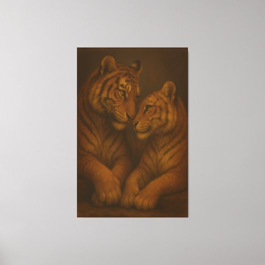 Regal Golden-Tone White Tiger Couple – Museum-Grad Leinwanddruck (Vorderseite)