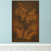 Regal Golden-Tone White Tiger Couple – Museum-Grad Leinwanddruck (Insitu (Holzboden))