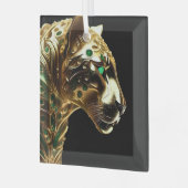 Regal Grace: Der Goldene Jaguar mit den Emeralds Ornament Aus Glas (Vorderseite links)