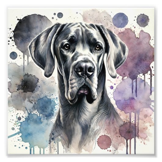 Regal Great Dane Wasserfarbe Print Fotodruck (Vorne)