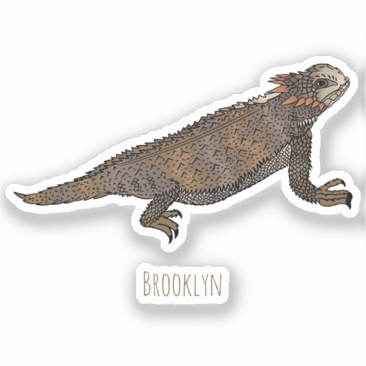 Regal-Horned-Eidechsen-Cartoon Aufkleber (Vorderseite)