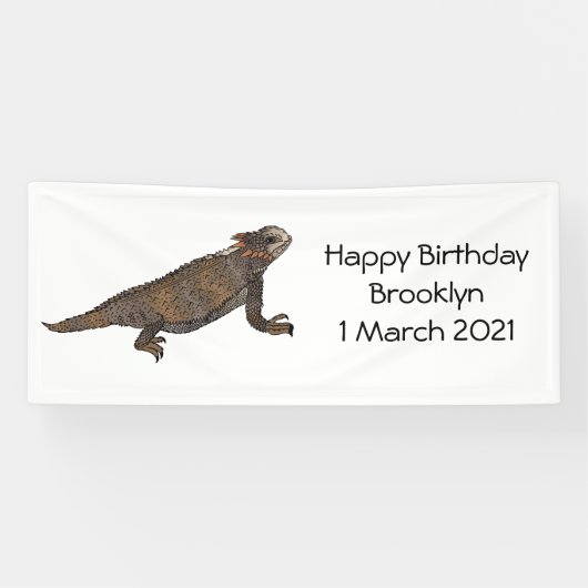 Regal-Horned-Eidechsen-Cartoon Banner (Horizontal)