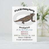 Regal-Horned-Eidechsen-Cartoon Einladung (Stehend Vorderseite)