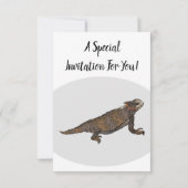 Regal-Horned-Eidechsen-Cartoon Einladung (Rückseite)