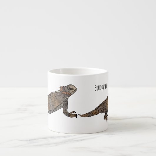 Regal-Horned-Eidechsen-Cartoon Espressotasse (Vorderseite)