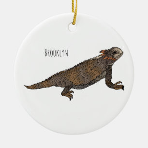 Regal-Horned-Eidechsen-Cartoon Keramik Ornament