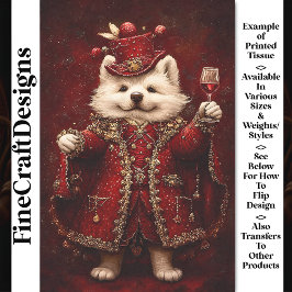 Regal Hund in Rot mit Rotem Wein AW8 Decoupage Seidenpapier