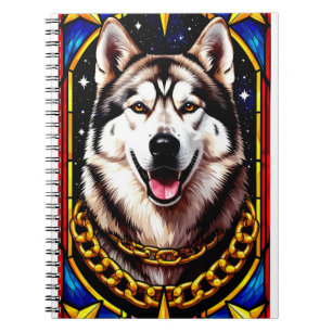 Regal Husky Portrait mit Gold Chain Notizblock