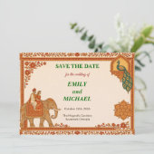 Regal Indian Elephant Gold & Saffron Save the Date (Stehend Vorderseite)