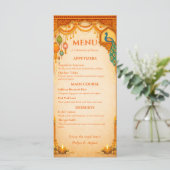 Regal Indian Wedding Menu Card | Gold & Saffron Menükarte (Stehend Vorderseite)