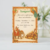 Regal Indian Wedding Sangeet Details Card Begleitkarte (Stehend Vorderseite)