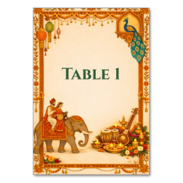 Regal Indian Wedding Table Number Card | Gold  Tischnummer