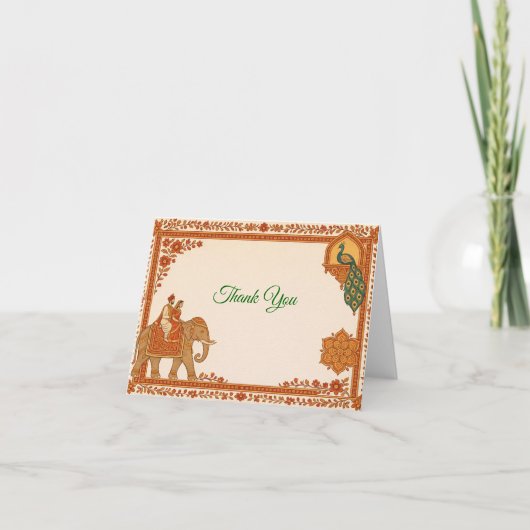 Regal Indian Wedding Thank You Card | Saffron&Gold Dankeskarte (Vorderseite)