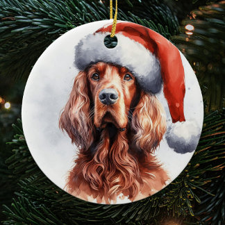 Regal Irish Setter Dog Christmas Keramik Ornament