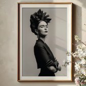 Regal Kahlo Monochrome Portrait Poster
